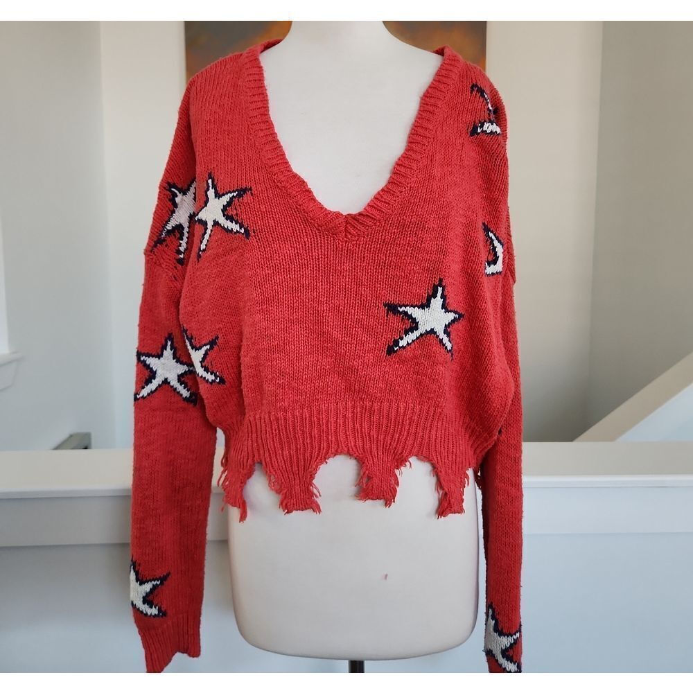 Blank Paige Star V-Neck Sweater Size S